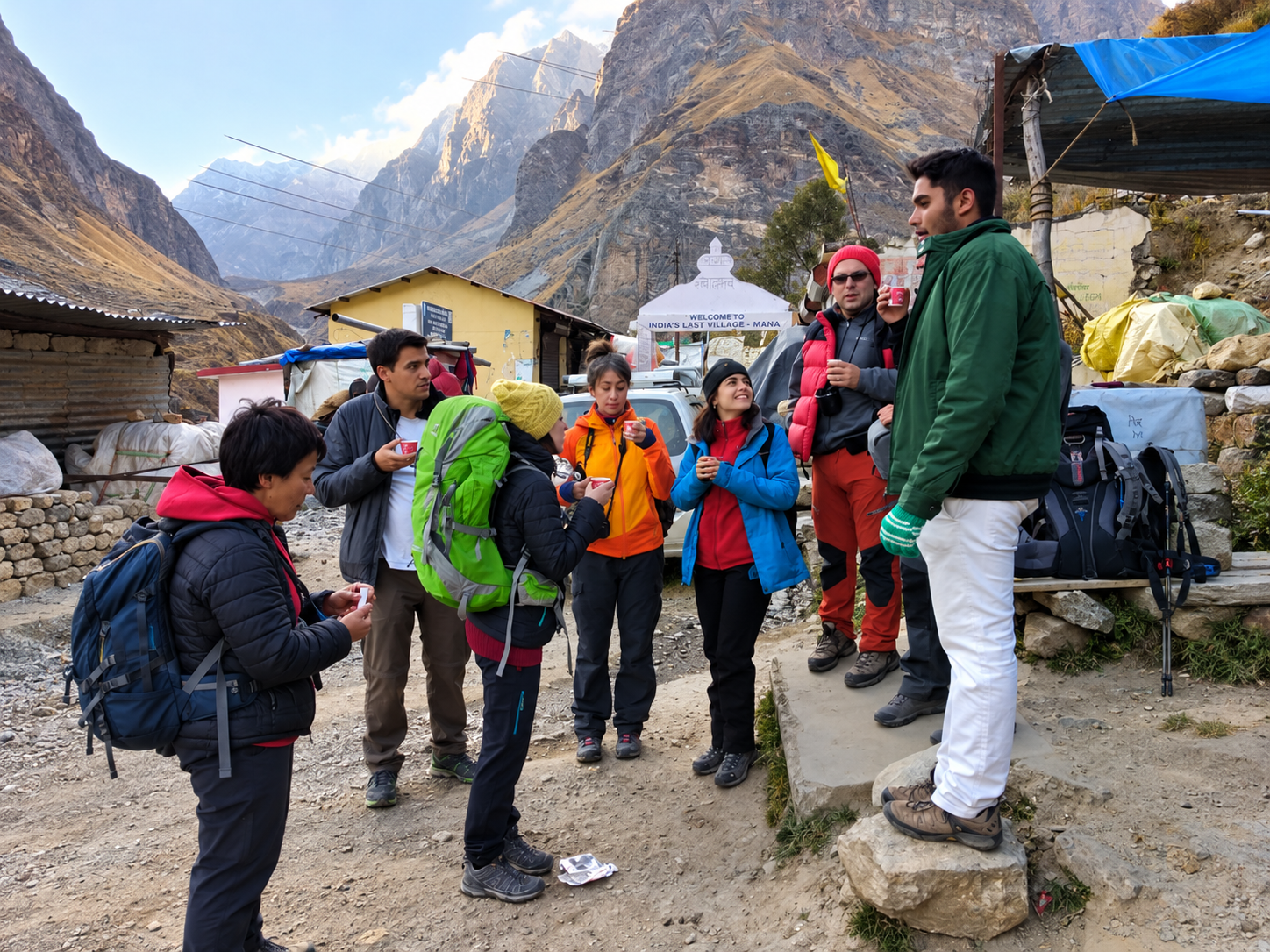 A group gathered around maps, notebooks and tablets to plan their field programme