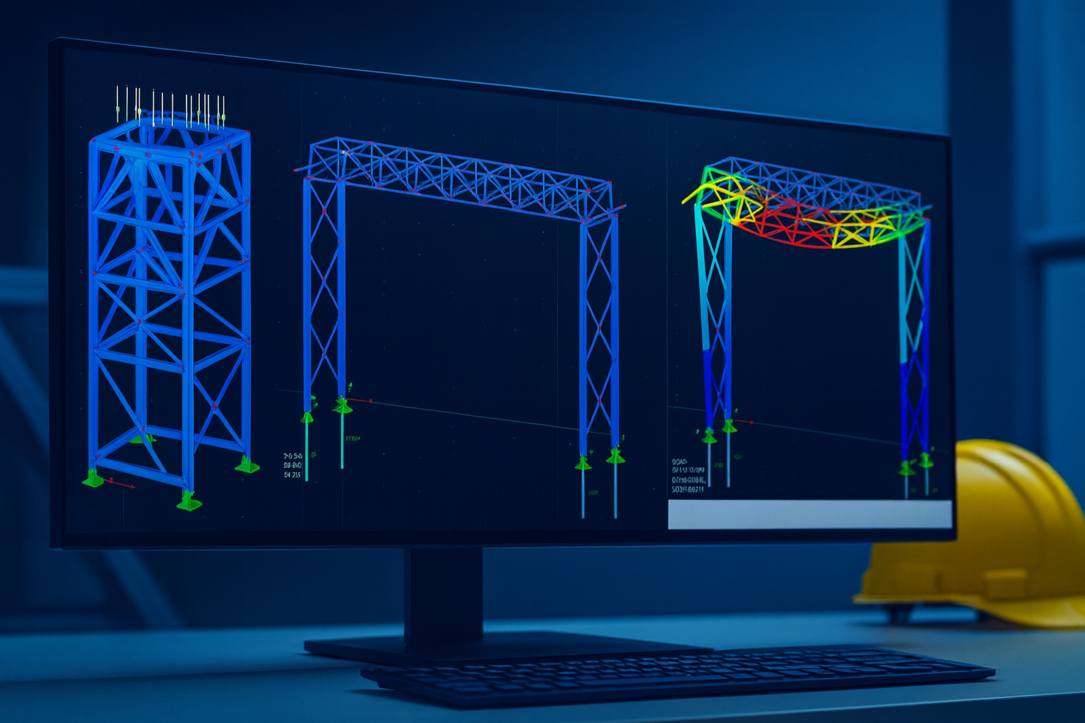 A finite-element stress model of a conveyor structure on screen
