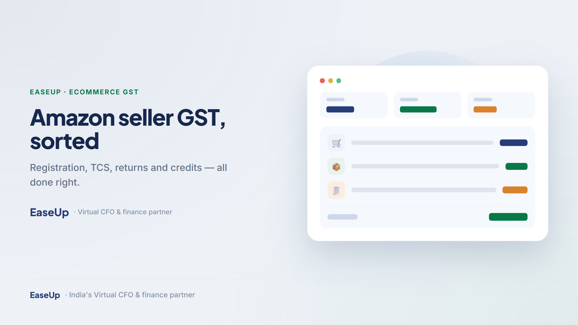 Amazon seller managing GST, TCS and returns on a dashboard