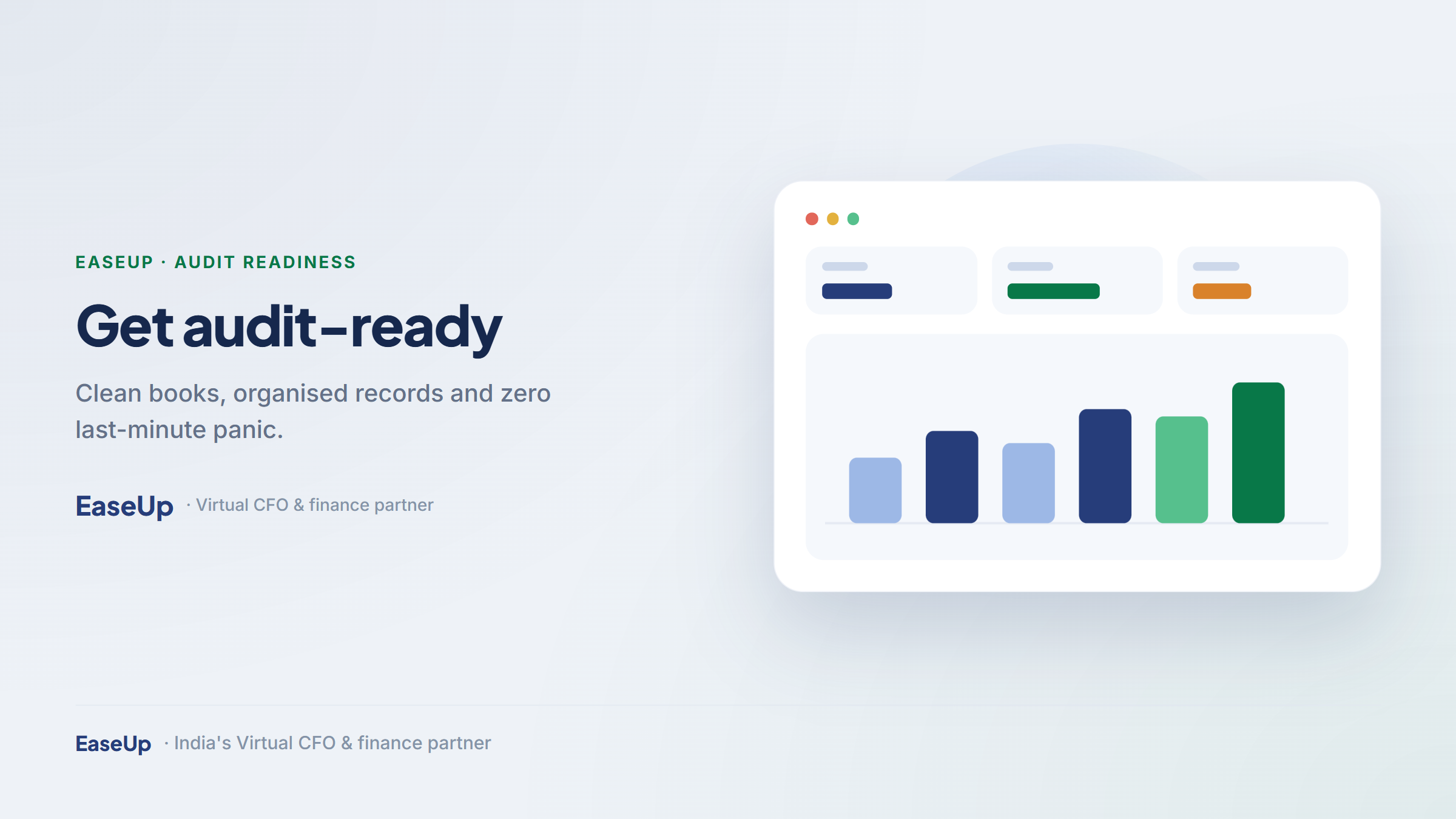 Get audit-ready: clean books and organised records, in EaseUp brand colours