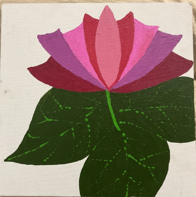 The client’s lotus canvas, painted following a meditation session