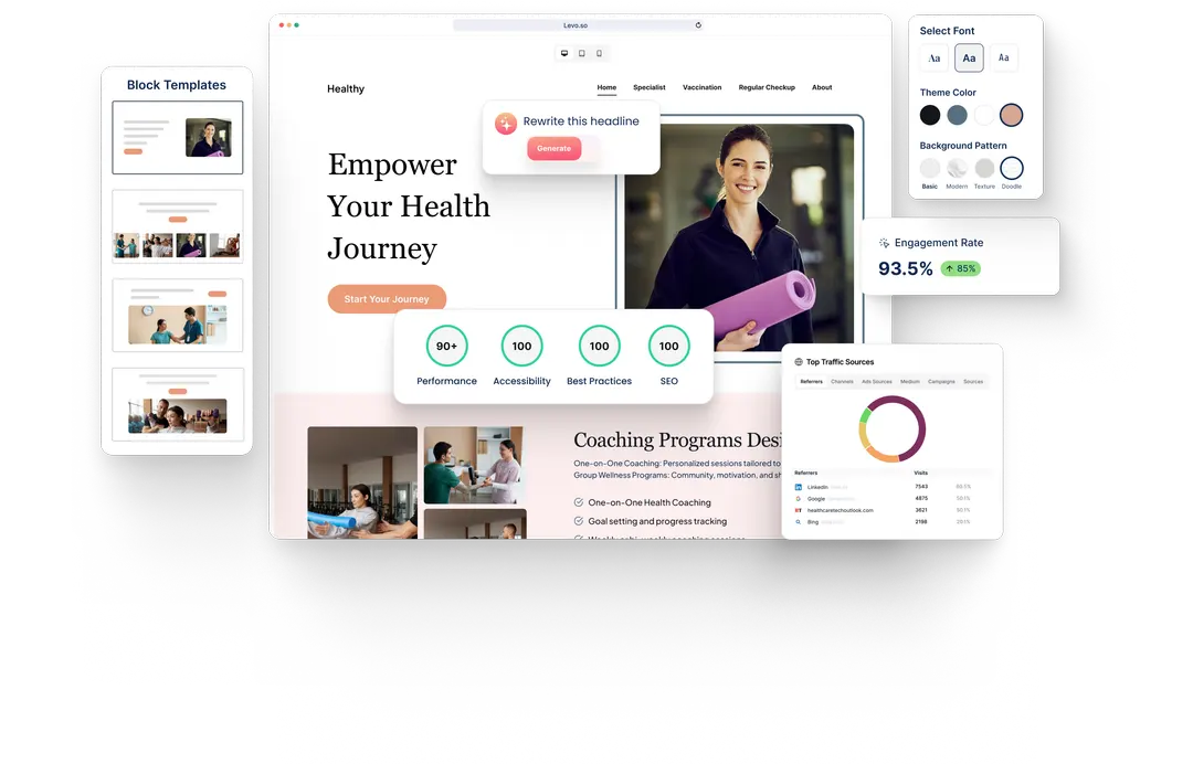 A Health Coaching website built with HeyLevo