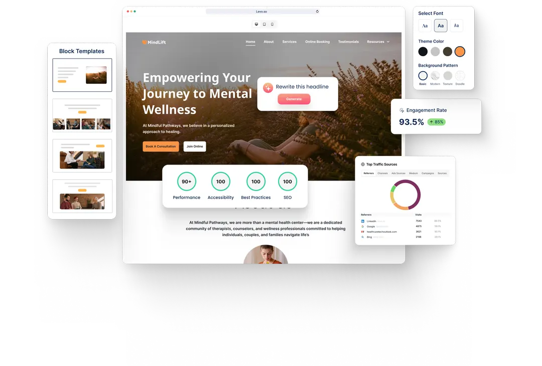 A Mental Health Services website built with HeyLevo