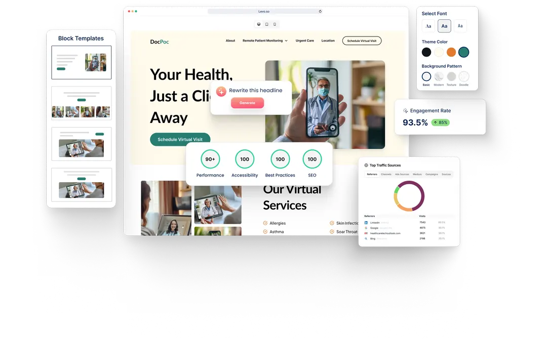 A Healthcare website built with HeyLevo