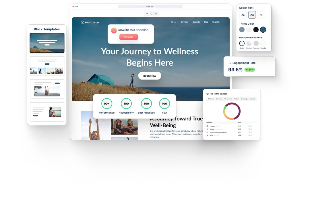A Retreat website built with HeyLevo