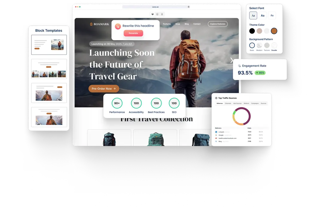 A Bags Store website built with HeyLevo