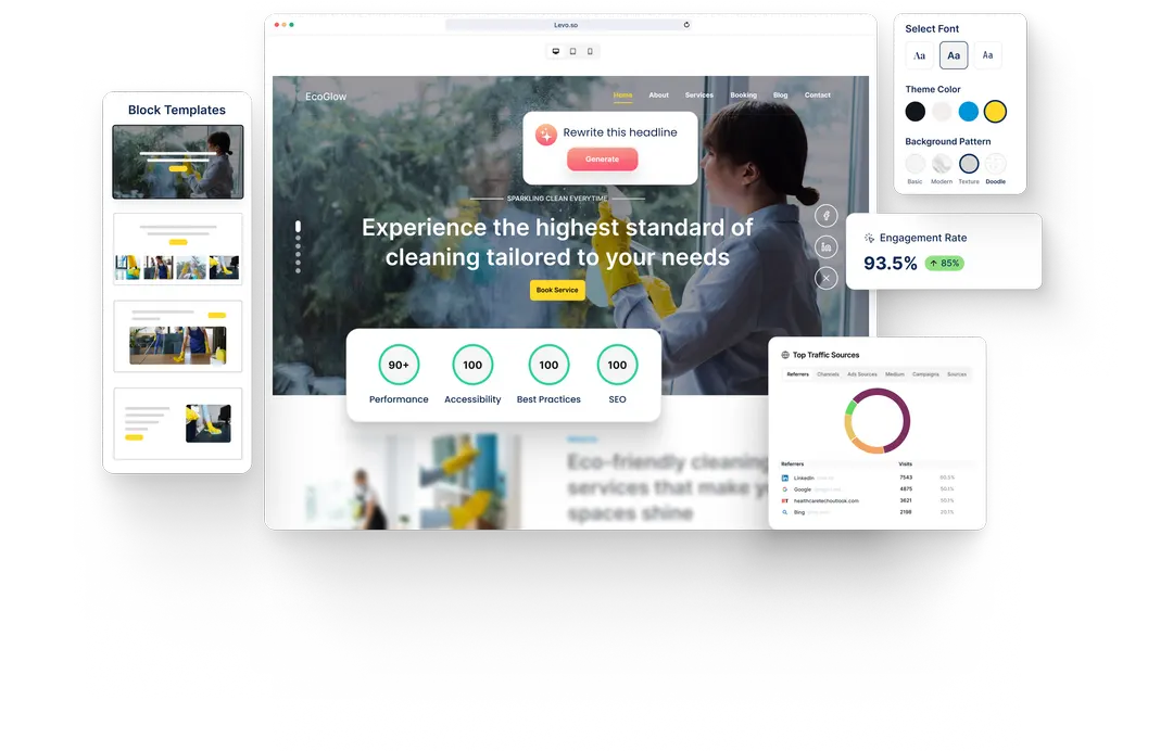 A Cleaning Service website built with HeyLevo
