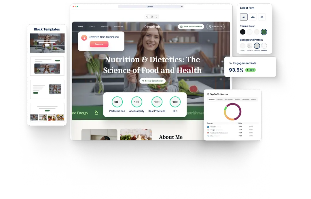 A Nutritionist website built with HeyLevo