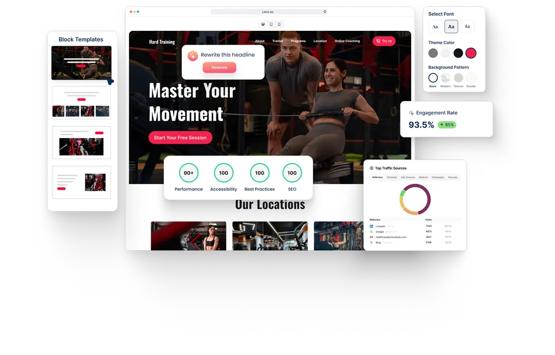 A Fitness Trainer website built with HeyLevo
