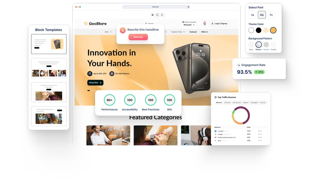 A Electronic Shop website built with HeyLevo