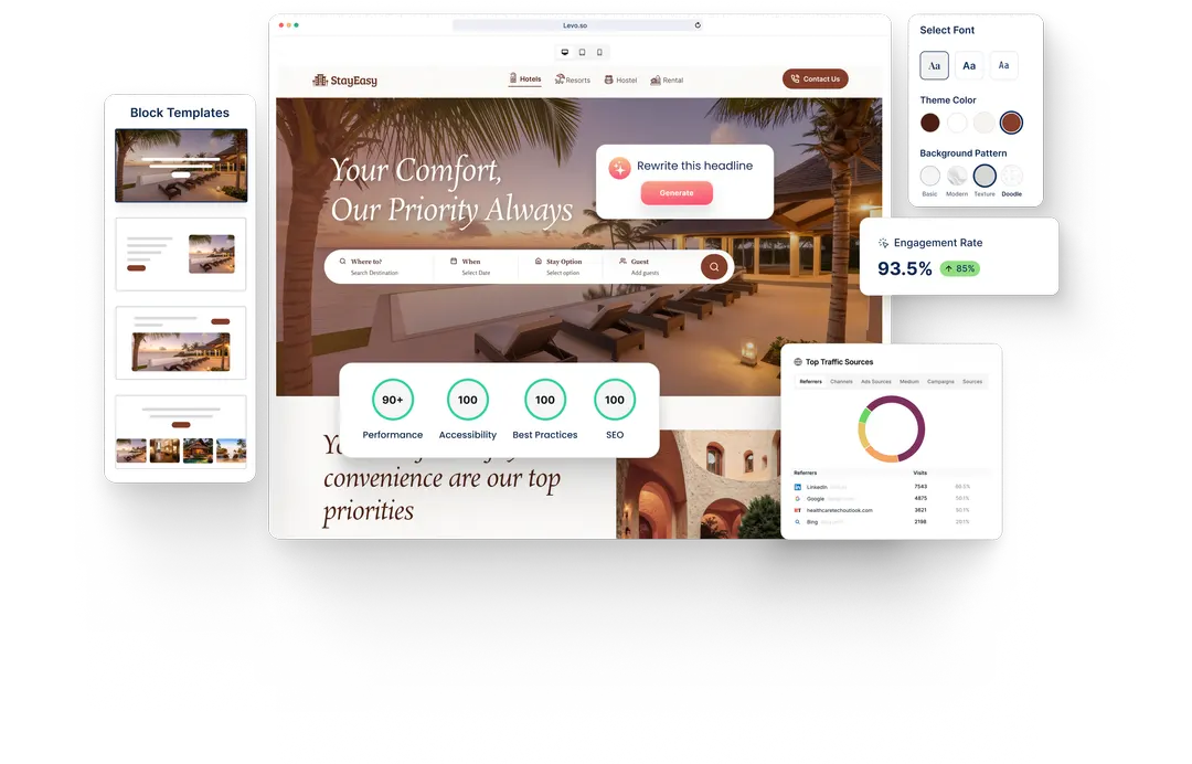 A Hostel website built with HeyLevo