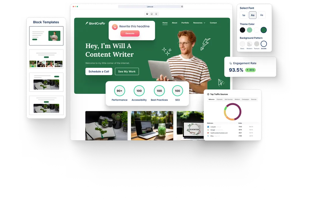 A Writer website built with HeyLevo