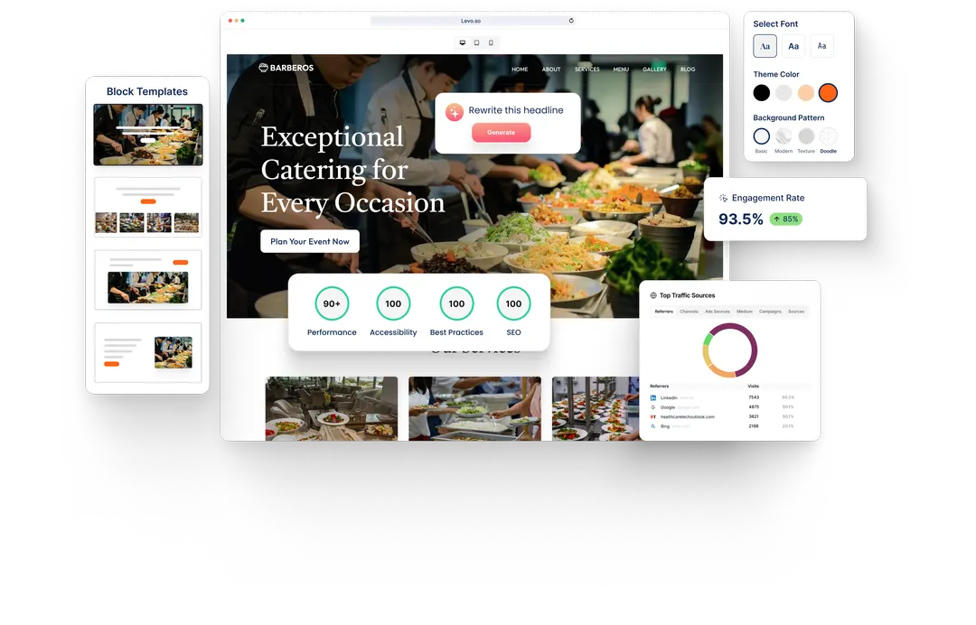 A Catering website built with HeyLevo
