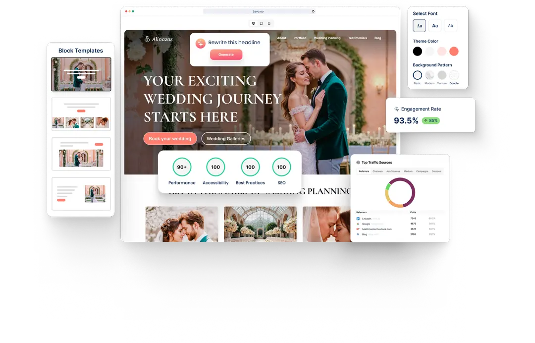 A Wedding Planner website built with HeyLevo