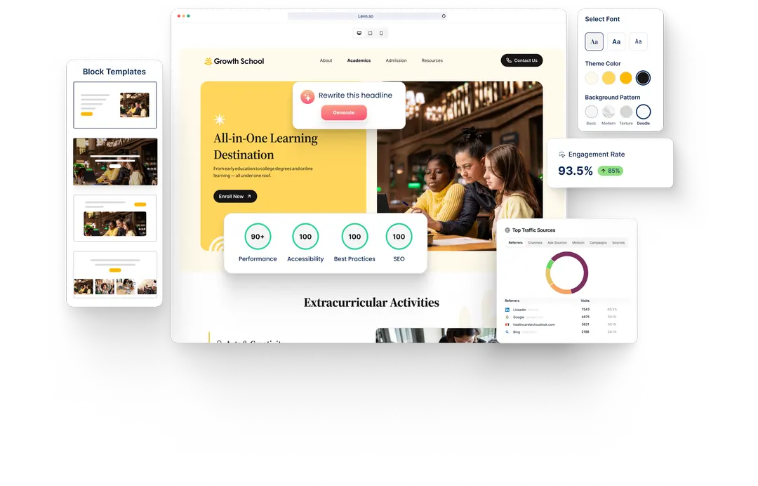 A College website built with HeyLevo