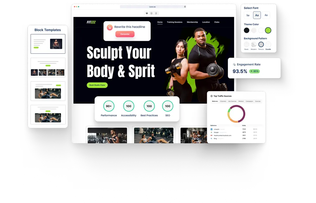 A Pilates Studio website built with HeyLevo