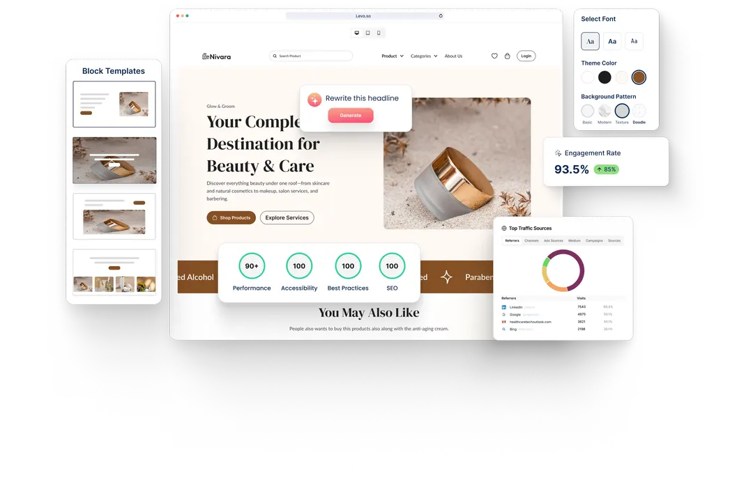 A Makeup Store website built with HeyLevo