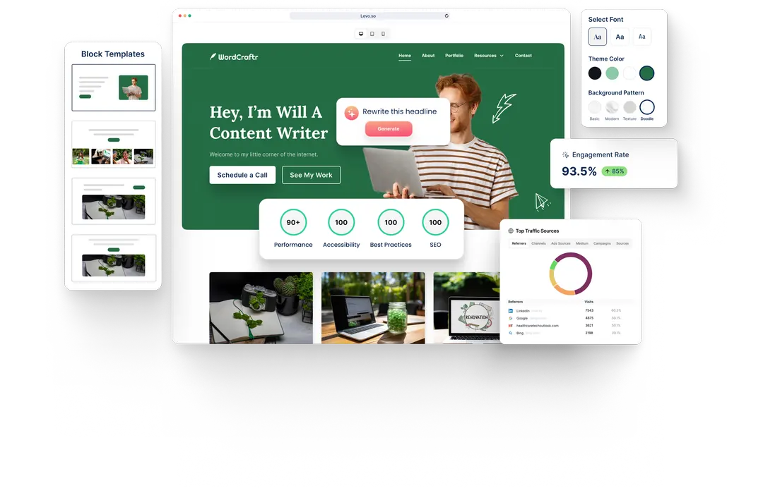 A Copywriter website built with HeyLevo