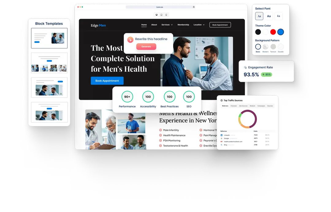 A Men's Health website built with HeyLevo