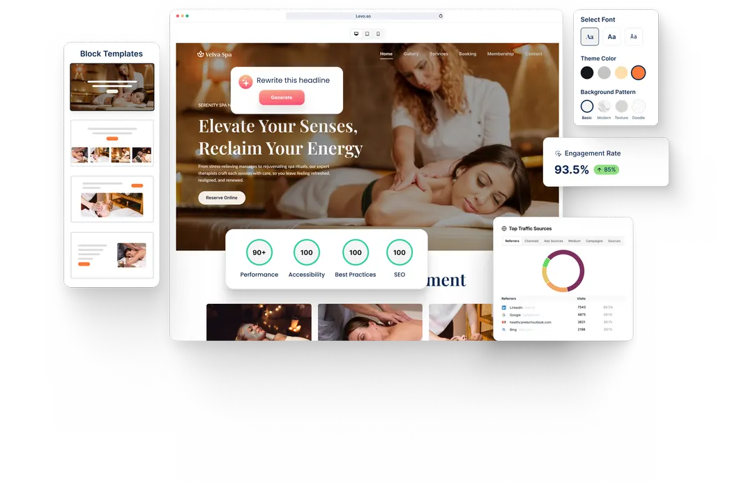 A Spa and Massage Therapy website built with HeyLevo