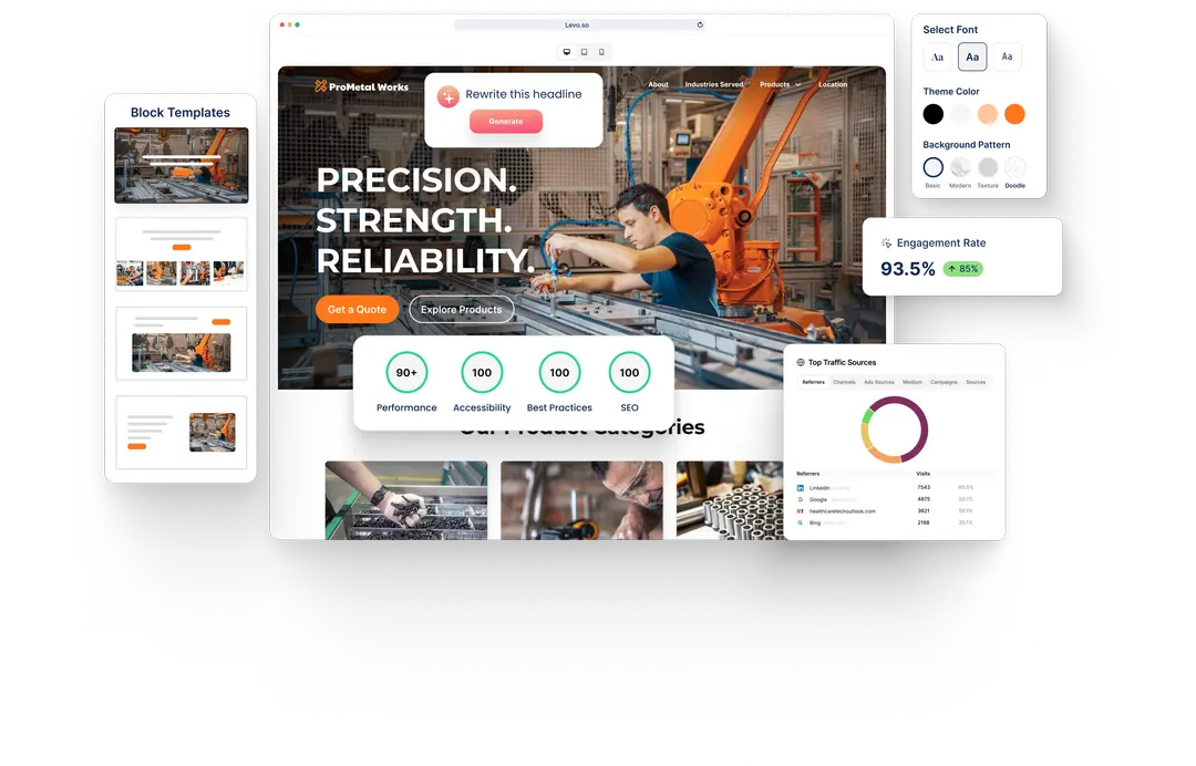 A Manufacturing website built with HeyLevo