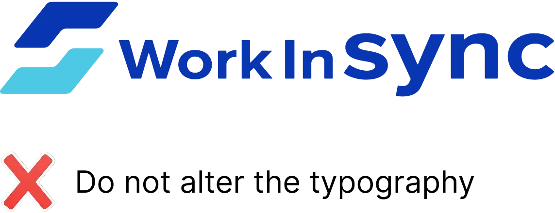 WorkInSync wordmark on one line in a different typeface.