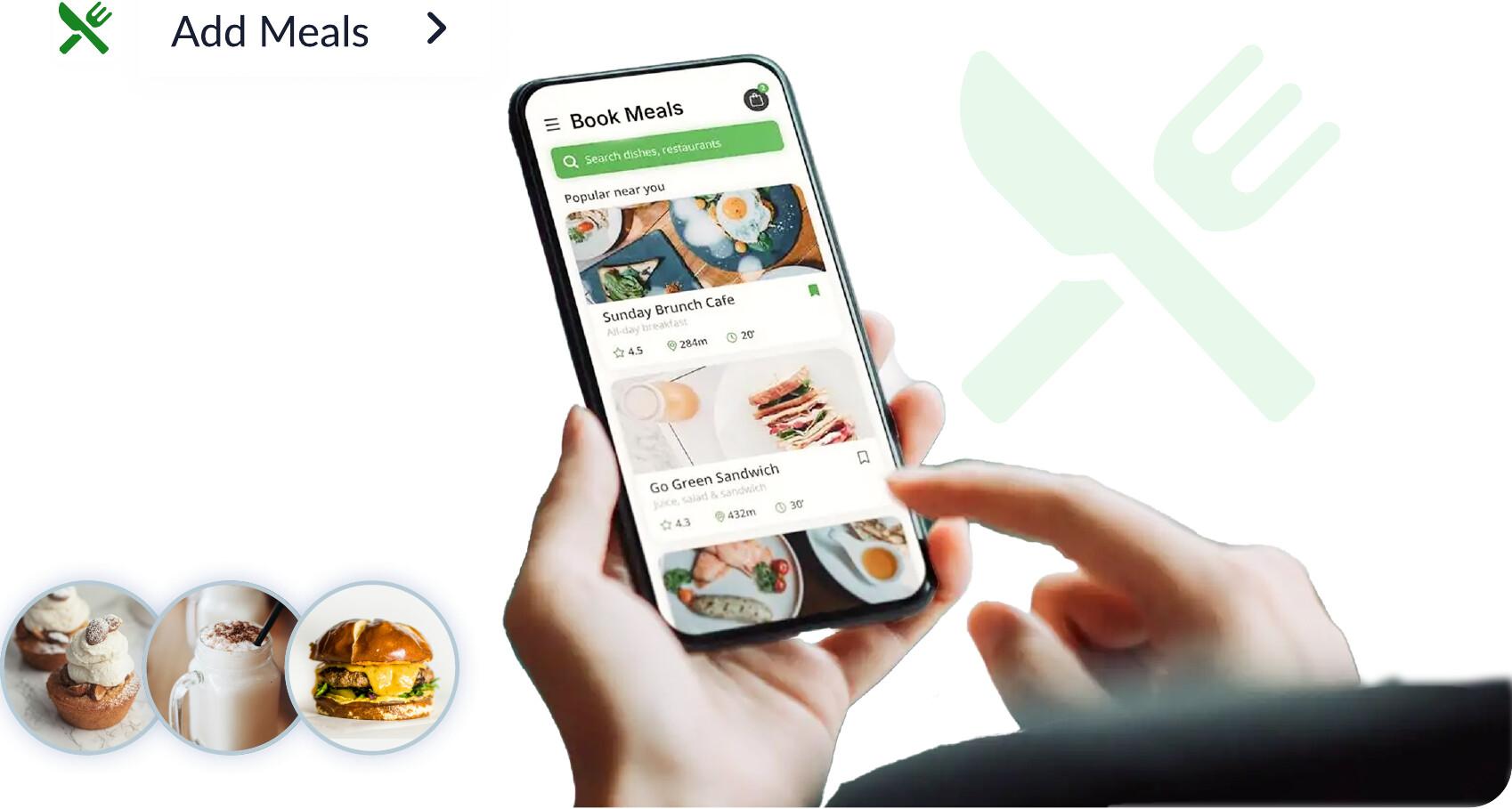 Booking a meal from the WorkInSync app while at the office