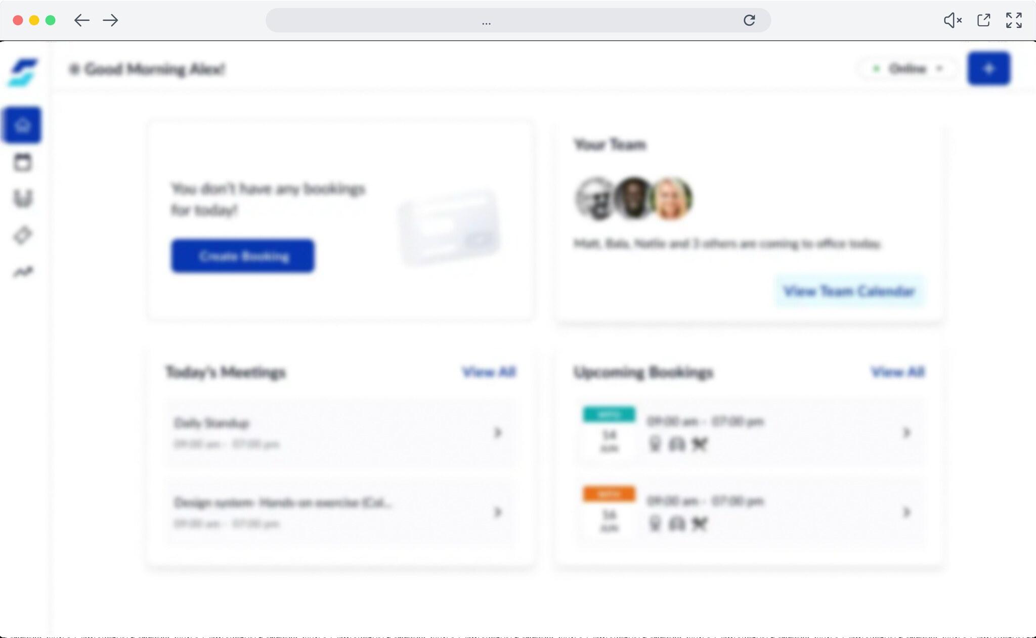 The WorkInSync dashboard an employee books a desk from
