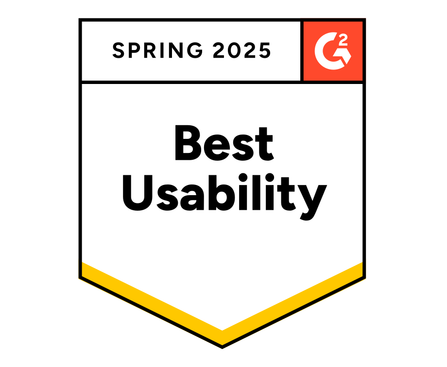 G2 Best Usability badge, Spring 2025