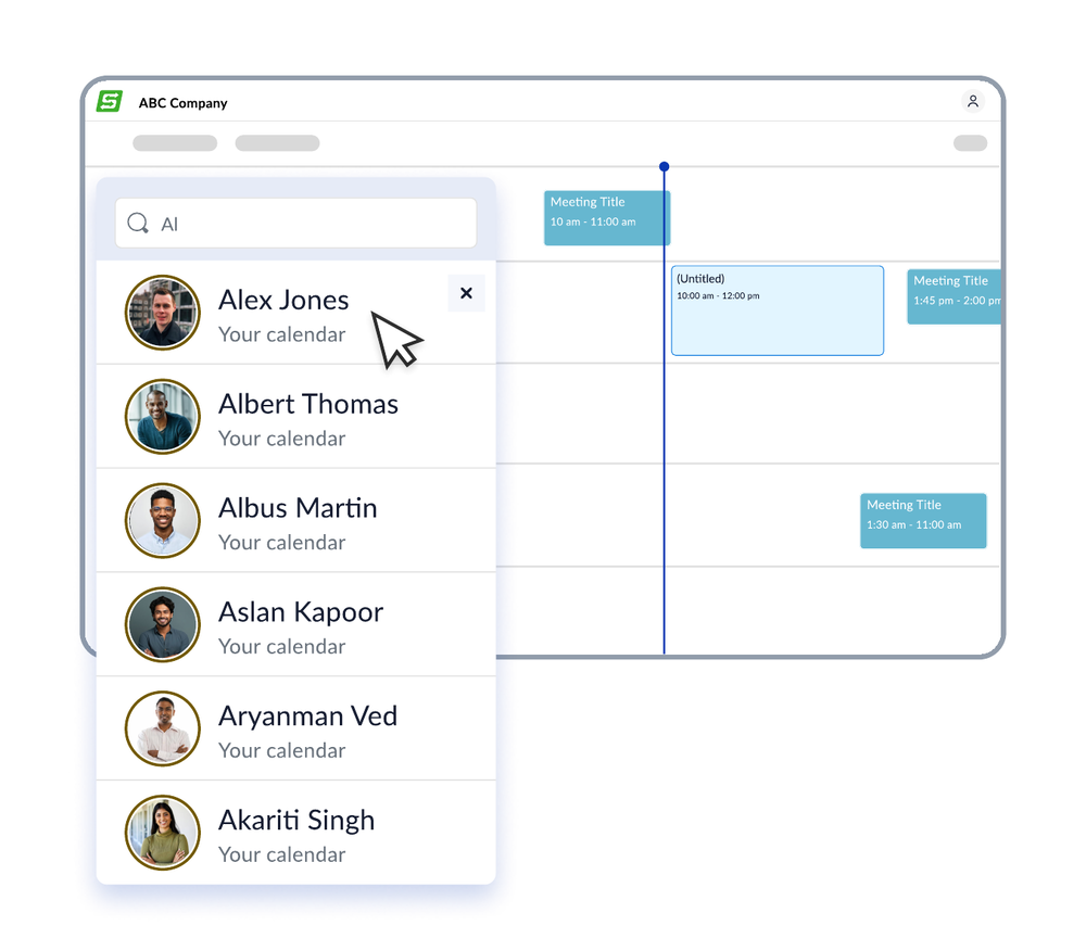 Picking a colleague from the booking app's people list