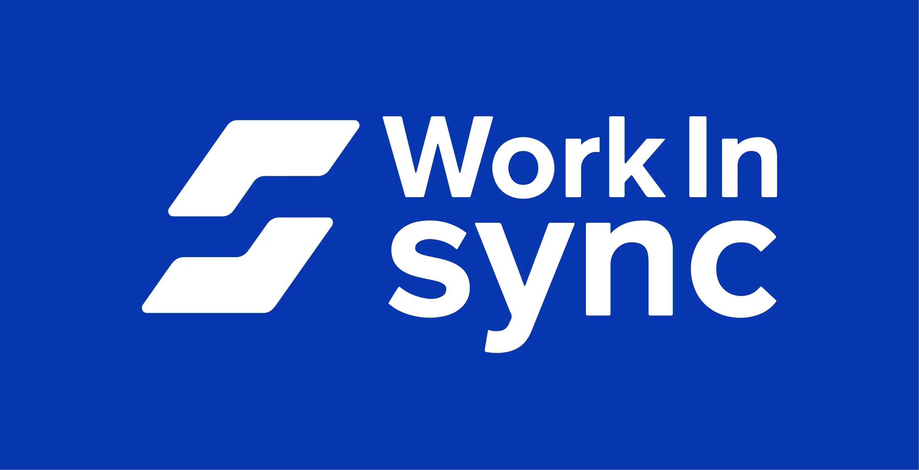 White WorkInSync logo on a royal blue background.