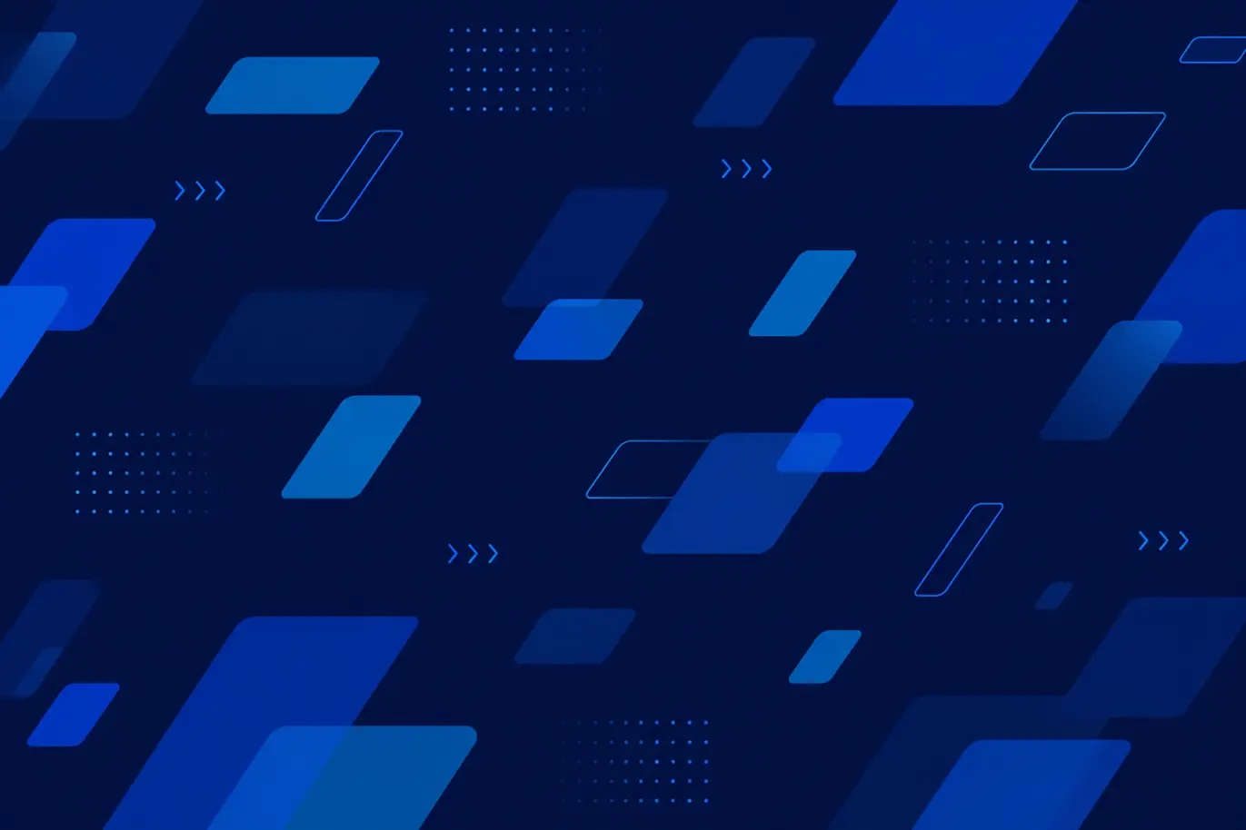 WorkInSync geometric pattern in dark mode: parallelograms, dot grids and cross markers on Royal Blue