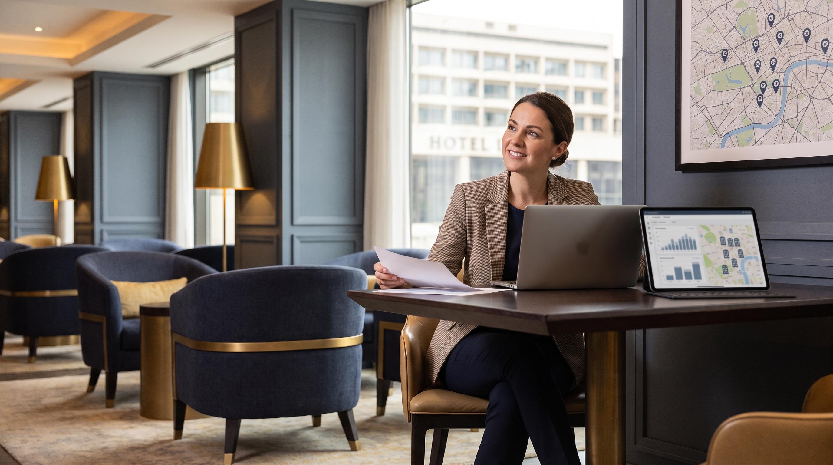 Hotel leader in upscale property with subtle portfolio reporting context
